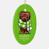Chocolade Havanese Scarf-kerstband, aangepast Keramisch Ornament (Rechts)