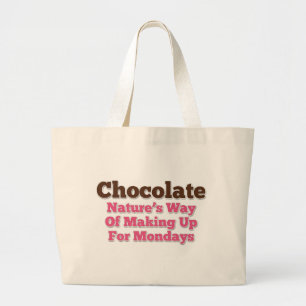 Chocolade Humor Gezegde Grote Tote Bag