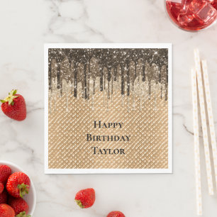 Chocolade Ice Cream Cone Glitter Druppels Servet