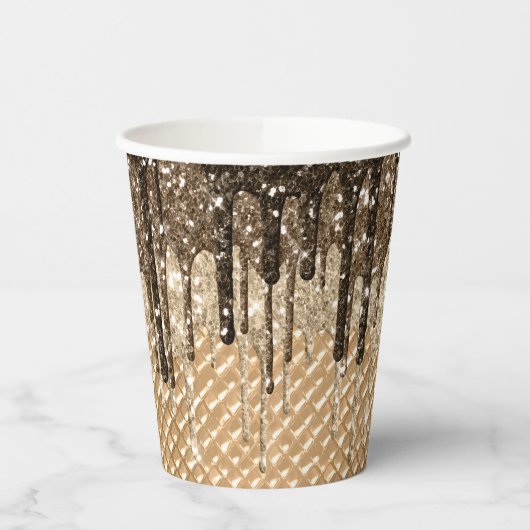 Chocolade Ice Cream Cone Glitter Druppels Verjaard Papieren Bekers (Links)