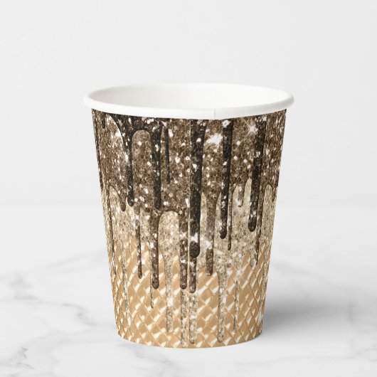 Chocolade Ice Cream Cone Glitter Druppels Verjaard Papieren Bekers (Rechts)