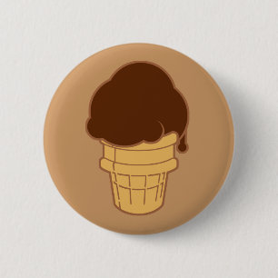 Chocolade Ice Cream Cone Ronde Button 5,7 Cm