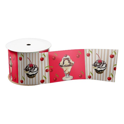 Chocolade Ice Cream Sundae & Cupcakes Ribbon Lint (Spoel)
