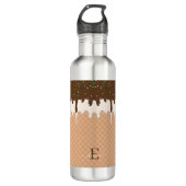 Chocolade Ice Cream Waffle Cone Sprinkle Monogram Waterfles (Voorkant)