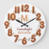 Chocolade Iced Cookie Number Botanisch Monogram Grote Klok (Voorkant)