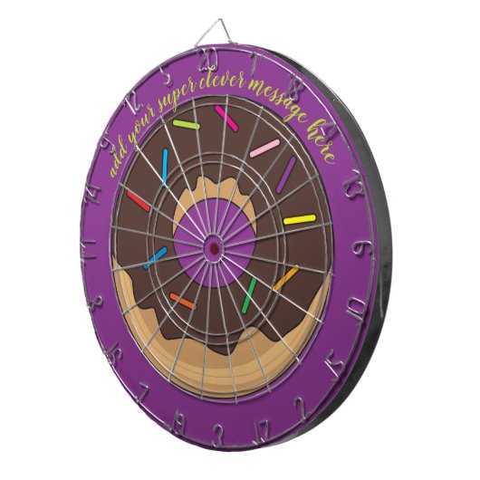 Chocolade Iced Donut met Sprinkles Dartbord (Voorkant Rechts)