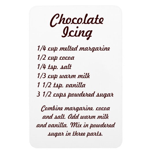 Chocolade Icing Recipe Fridge Magnet Magneet (Verticaal)