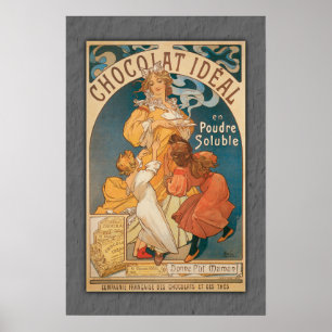 Chocolade Ideal  Franse cacao Art Nouveau Poster
