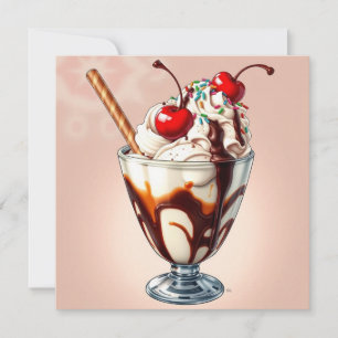 Chocolade-ijs-sundae met spikkels Blank Kaart
