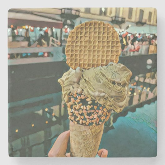 Chocolade-ijssproeiers Stenen Onderzetter (Voorkant)