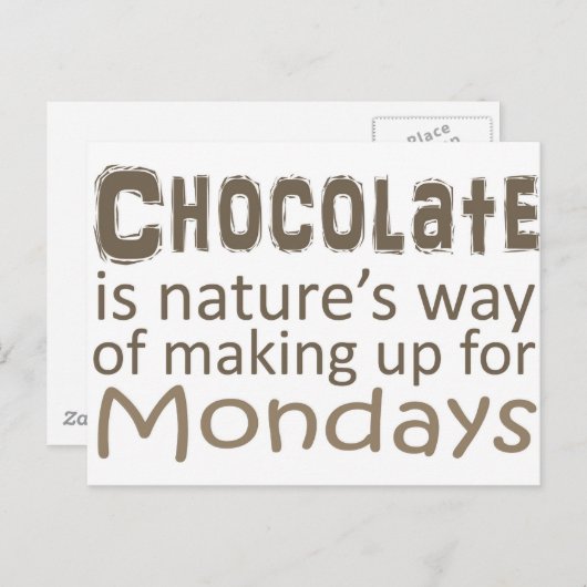 Chocolade is een Natuur Maagdagen in te halen Briefkaart (Voorkant / Achterkant)