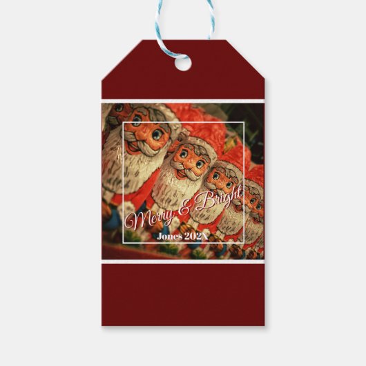 Chocolade Kerstman Custom Script Kerstmis Cadeaulabel (Voorkant)