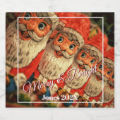 Chocolade Kerstman Custom Script Kerstmis Sparkling Wijnetiket (Enkel label)