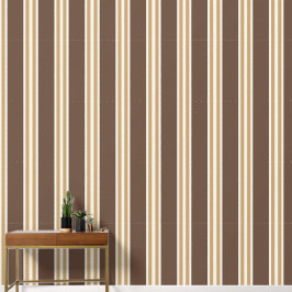 Chocolade & Khaki Dubbele Rugby Streep Behang