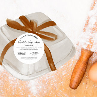 Chocolade koekjes ingrediënten lijst bedrijf  ronde sticker