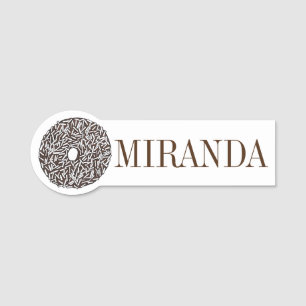 Chocolade kokosnoot donut donut winkel bakkerij naamplaatje