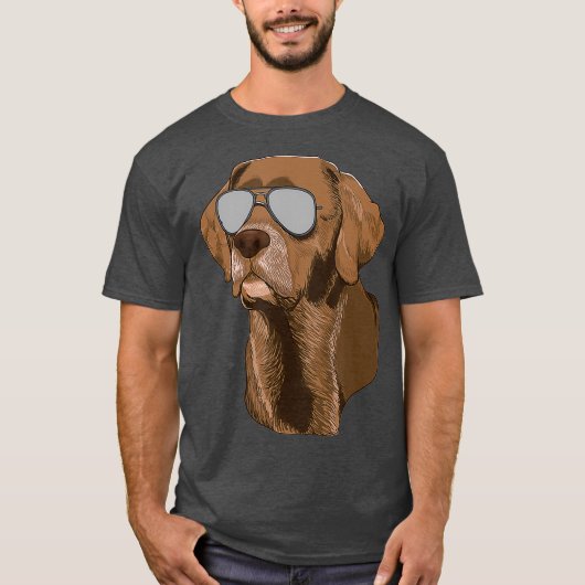 Chocolade Lab Chocolate Labrador Dog zonnebril T-shirt (Voorkant)