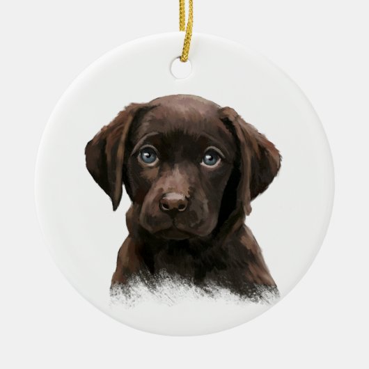 Chocolade Lab Dog Keramisch Ornament (Voorkant)