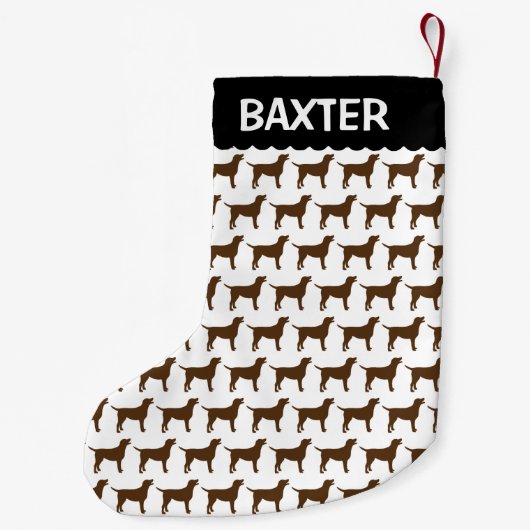 Chocolade Lab Dog Silhouette Kleine Kerstsok (Achterkant)