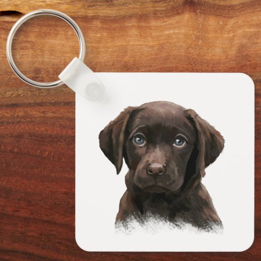 Chocolade Lab Dog Sleutelhanger (Voorkant)