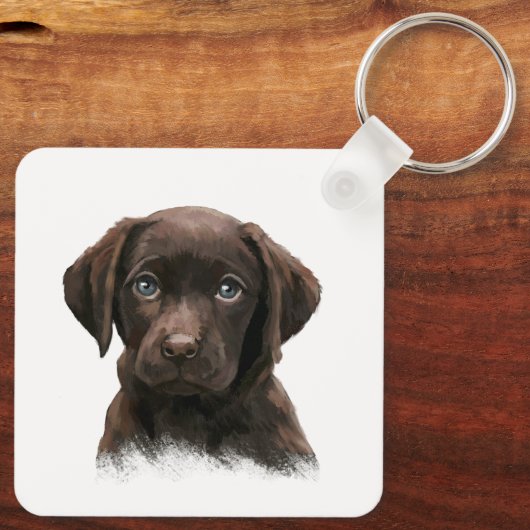 Chocolade Lab Dog Sleutelhanger (Achterkant)