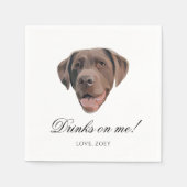 Chocolade Lab Hond Bruiloft Party Custom Servet (Voorkant)
