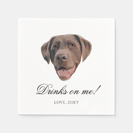 Chocolade Lab Hond Bruiloft Party Custom Servet (Voorkant)