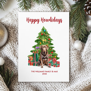 Chocolade Lab Hond Familie Kerstmis Feestdagenkaart
