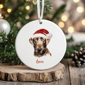 Chocolade Lab Hond Gepersonaliseerde Kerst Keramisch Ornament