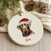 Chocolade Lab Hond Gepersonaliseerde Kerst Keramisch Ornament