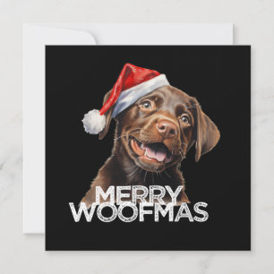 Chocolade lab hond kerstmuts GEZEGEN KERSTMIS grap Feestdagenkaart