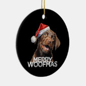 Chocolade lab hond kerstmuts GEZEGENDE WOOFKERSTIS Keramisch Ornament (Rechts)