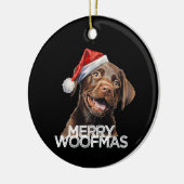 Chocolade lab hond kerstmuts GEZEGENDE WOOFKERSTIS Keramisch Ornament (Links)