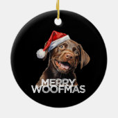 Chocolade lab hond kerstmuts GEZEGENDE WOOFKERSTIS Keramisch Ornament (Achterkant)