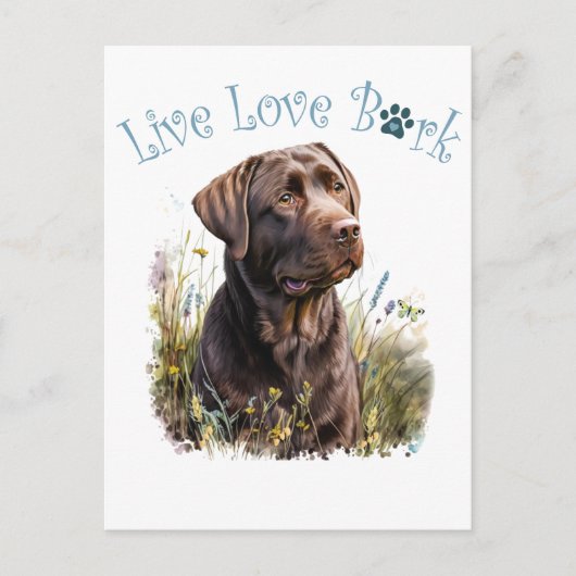 Chocolade Lab Hond Mam Bloemen Briefkaart (Voorkant)