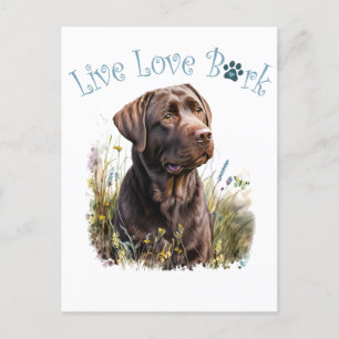 Chocolade Lab Hond Moeder Bloemmotief Briefkaart