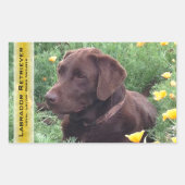 Chocolade Lab in California Poppy Patch Custom Rechthoekige Sticker (Voorkant)