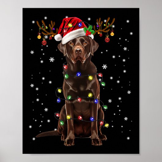 Chocolade Lab Labrador-kerstboom Light Pajama Poster (Voorkant)
