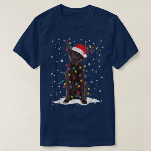 Chocolade Lab Labrador-kerstboom Light Pajama T-shirt (Design voorkant)