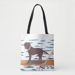 Chocolade Lab, labrador Retriever, Beach Dog Tote Bag