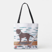 Chocolade Lab, labrador Retriever, Beach Dog Tote Bag (Achterkant)