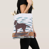 Chocolade Lab, labrador Retriever, Beach Dog Tote Bag (Dichtbij)