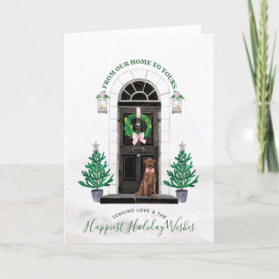 Chocolade Lab Labrador Retriever Kerstgroet Feestdagen Kaart