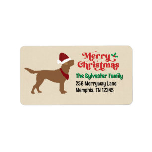 Chocolade Lab Labrador Vrolijk Kerstfeest Etiket