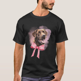 Chocolade Lab Lover Gift Coquette Roze Bow Hondenb T-shirt