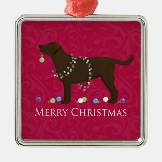 Chocolade Lab Merry-kerstdesign Metalen Ornament (Voorkant)