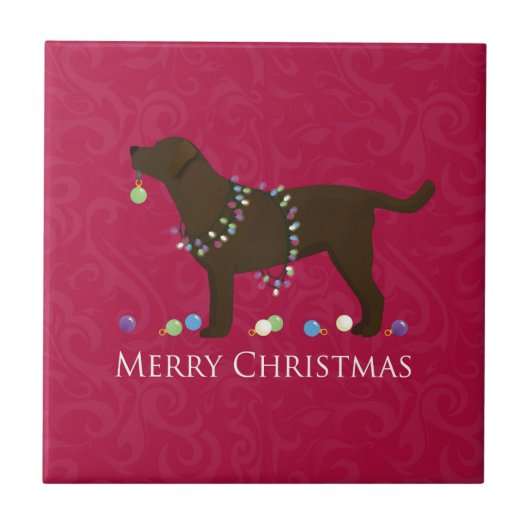 Chocolade Lab Merry-kerstdesign Tegeltje (Voorkant)