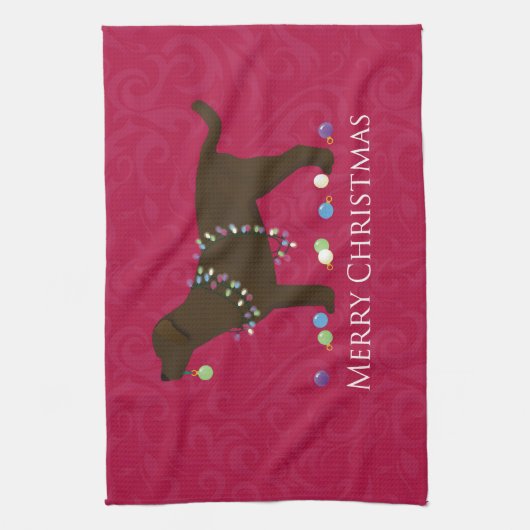 Chocolade Lab Merry-kerstdesign Theedoek (Verticaal)