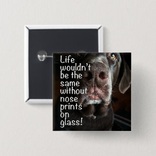 Chocolade Lab Nose Sluiten Foto Vierkante Button 5,1 Cm