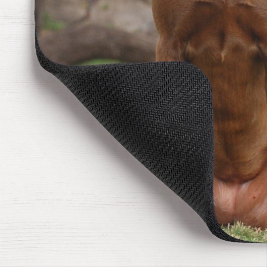 Chocolade Lab Pit Mix Dog glimlachen 2 Muismat (Hoek)